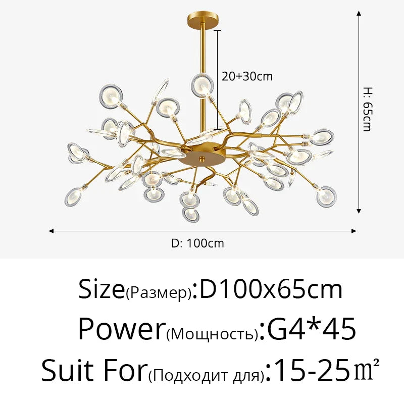 Branch Shape Firefly Ceiling Chandelier G4 Led Lighting Indoor Hanging Lamp