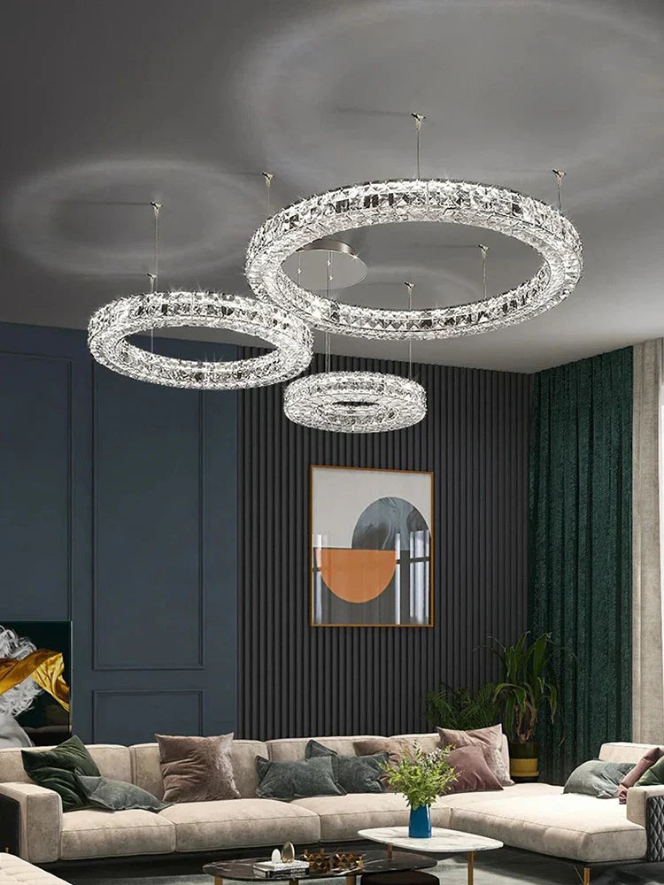 Luxury K9 Crystal Glass LED Chandelier for Living Room & Stairway Decor