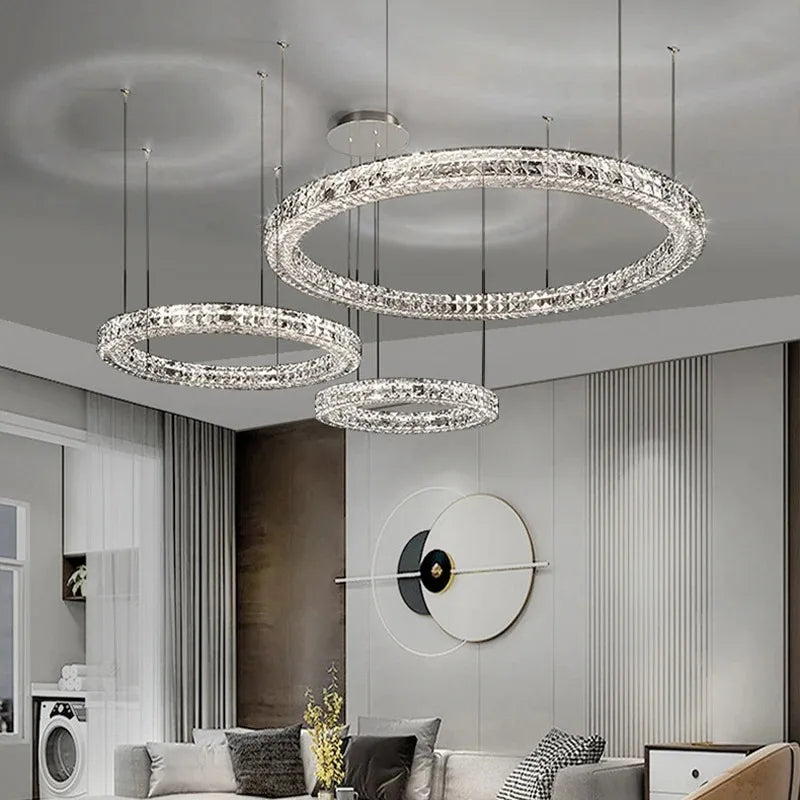 Crystal LED Chandelier: Modern Luxury Chrome Steel & Clear K9 Crystal Lighting