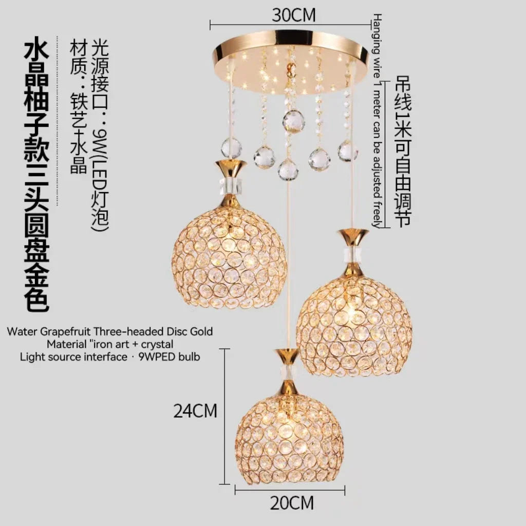 Crystal Gold Ceiling Chandelier | Modern LED Luxury Lighting for Hall