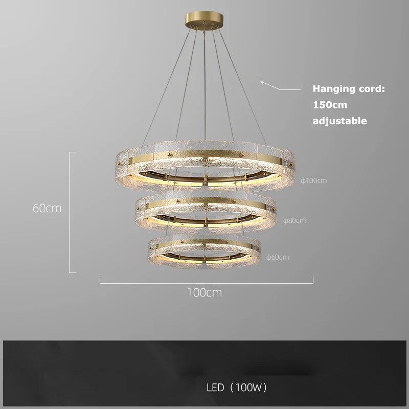 Water Ripple Glass Chandelier: Modern Luxury Living Room Ceiling Lamp for Home Decor