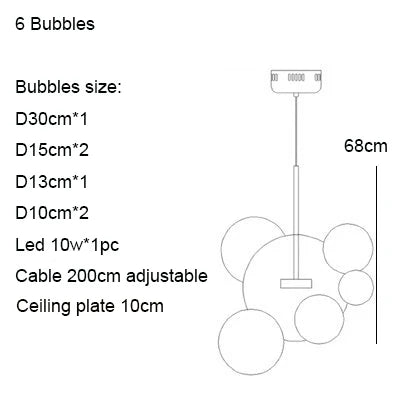 Mickey Bubble Chandeliers: Nordic Glass LED Lamp for Kitchen Home Decor