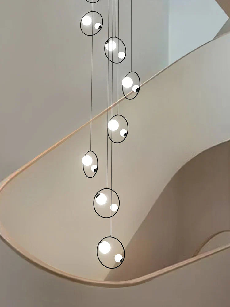 Modern Loft Chandelier Staircase Pendant Light Fixture - Designer Suspension Lustre