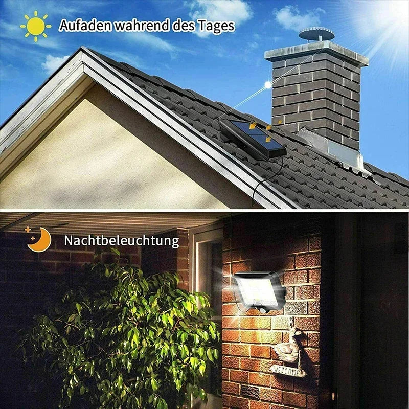 160COB Solar Outdoor Wall Lights Motion Sensor Remote Control Garden Street