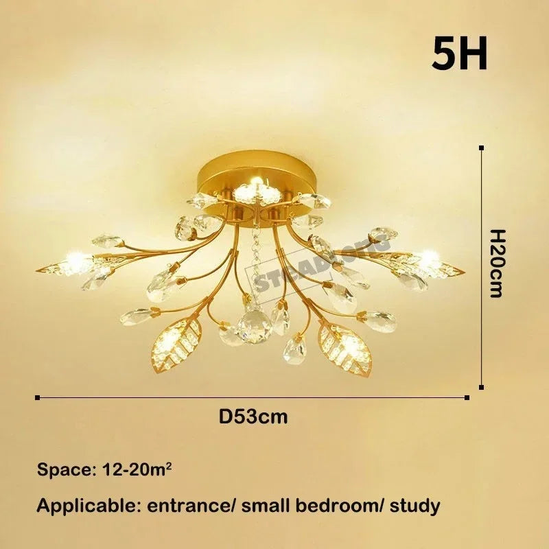 Crystal Ceiling Chandelier LED Light Fixture for Living Room Bedroom Kitchen