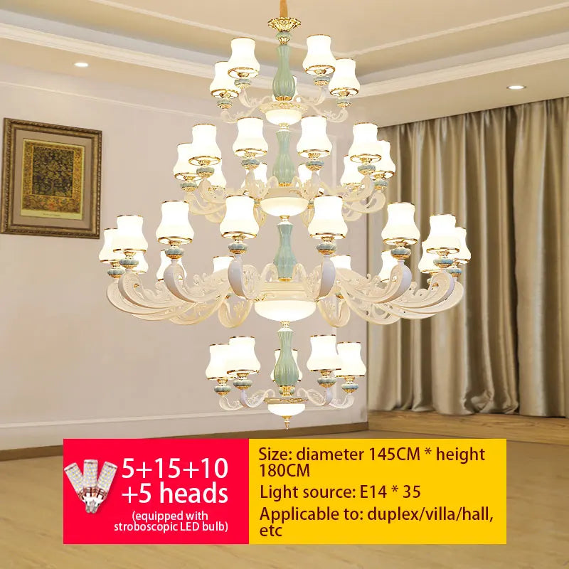 Deluxe Duplex Living Room Chandelier - Elegant Villa & Hotel Pendant Lighting