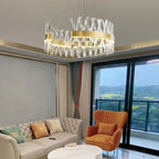 Semi Round Crystal Pendant Light: Modern Design for Living Room, Restaurant Suspended Lighting