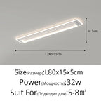 LED Chandelier Lights Remote Dimming Black White Modern Long Living Room Bedroom Hall Lamps