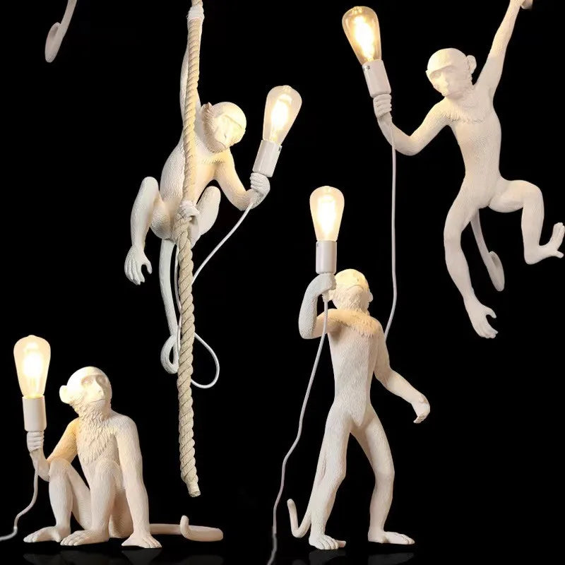 Monkey Resin LED Pendant Chandelier for Nordic Home Decor & Bedroom Lighting