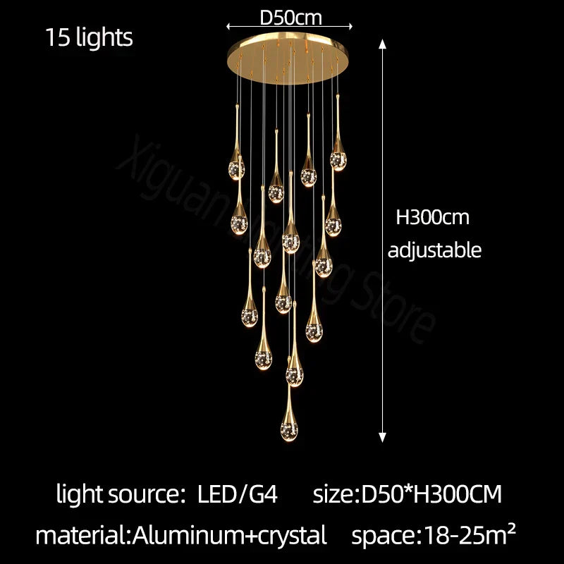 Crystal Bubble Chandelier for Living, Dining, Bedroom - Modern Stairwell Design