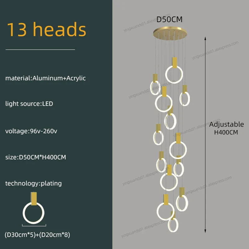 Modern Luxury Gold\Black Acrylic Loft Chandelier