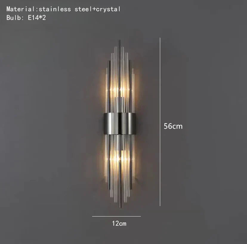 Crystal LED Wall Lamp Stainless Steel Sconces for Bedroom Dining Room