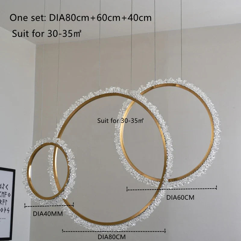 Round Circle LED Crystal Chandelier for Dining Table and Exhibition Hall