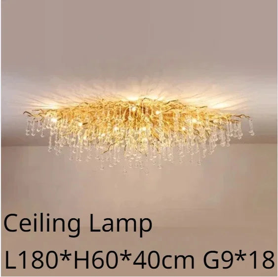 Gloss Light Luxury Crystal Ceiling Chandelier for Living Room & Dining Room
