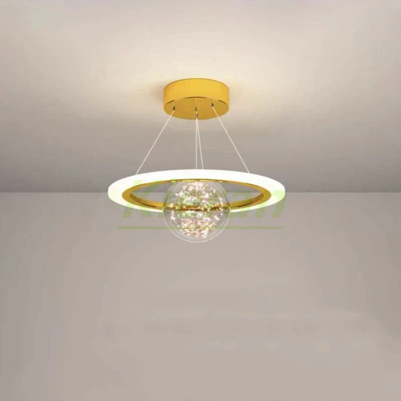 Saturn LED Chandelier: Nordic Modern Style for Bedroom, Study, Dining & Living Room