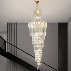 Crystal Chandelier: Modern Duplex Villa Hall Light Luxury Rotating Hollow Strip Crystal