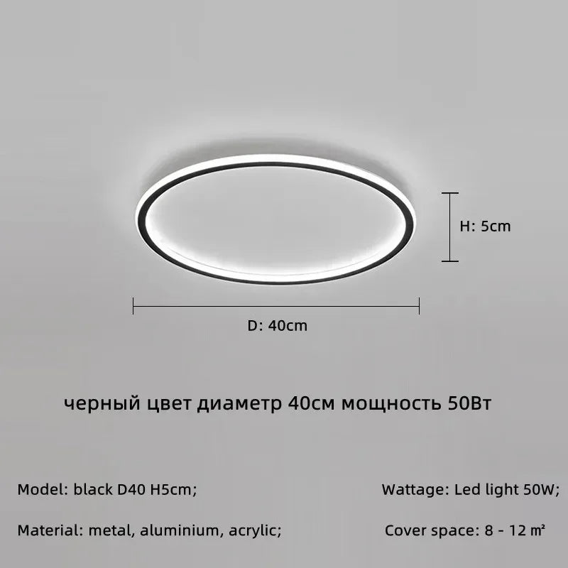 Modern Round LED Ceiling Lights Iron Mounted Dimmable Indoor Lighting