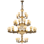 Luxury Copper Jade Chandelier for Living, Dining & Bedroom - Hollow Design