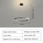 Modern Curve Ring LED Pendant Chandelier for Living Dining Bedroom