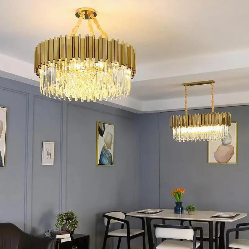 Crystal Gold Chandeliers: Modern Luxury for Villa Living Room - Nordic Design