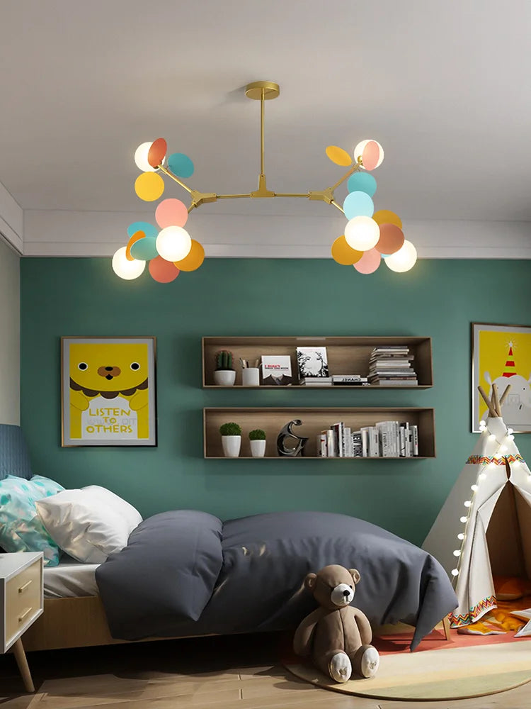 Modern Glass Ball Chandelier for Kids Room, Living Room Decor