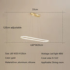 Gold Oval LED Chandelier Dimmable Dining Room Pendant Light Fixture