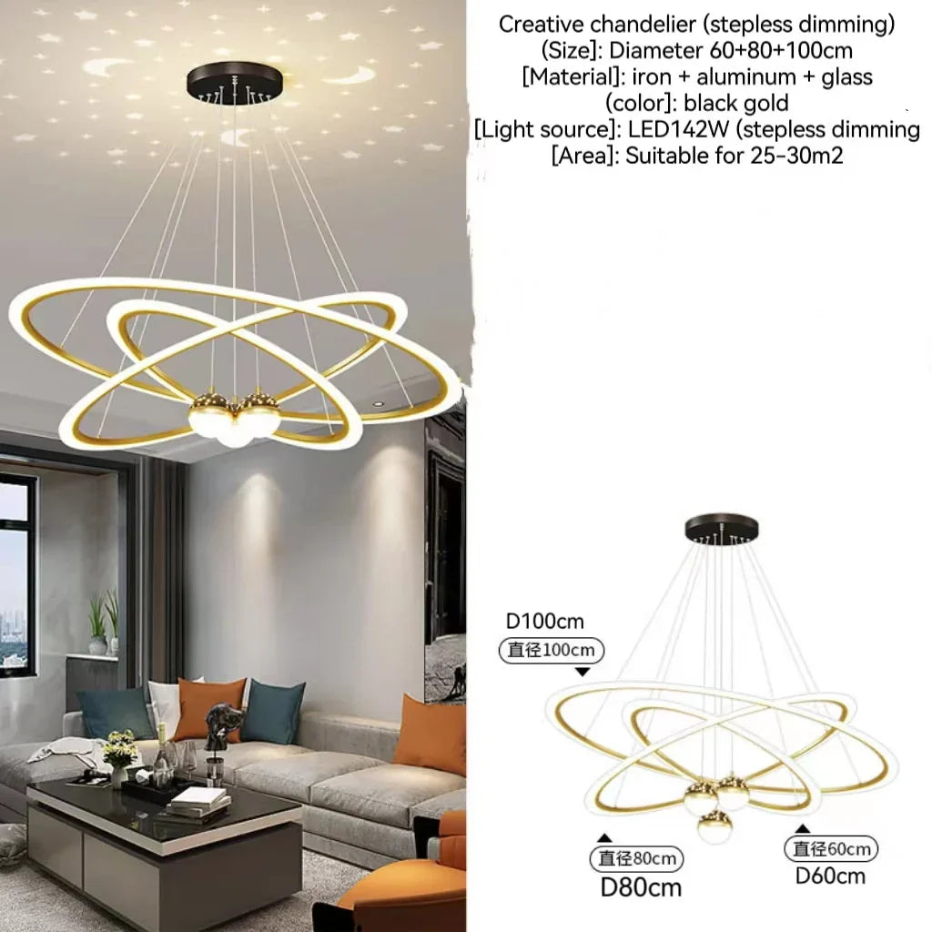 Modern Nordic Indoor LED Starry Sky Ceiling Chandelier