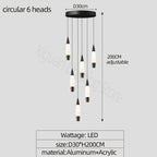Modern Duplex High-rise LED Chandelier in Black Gold