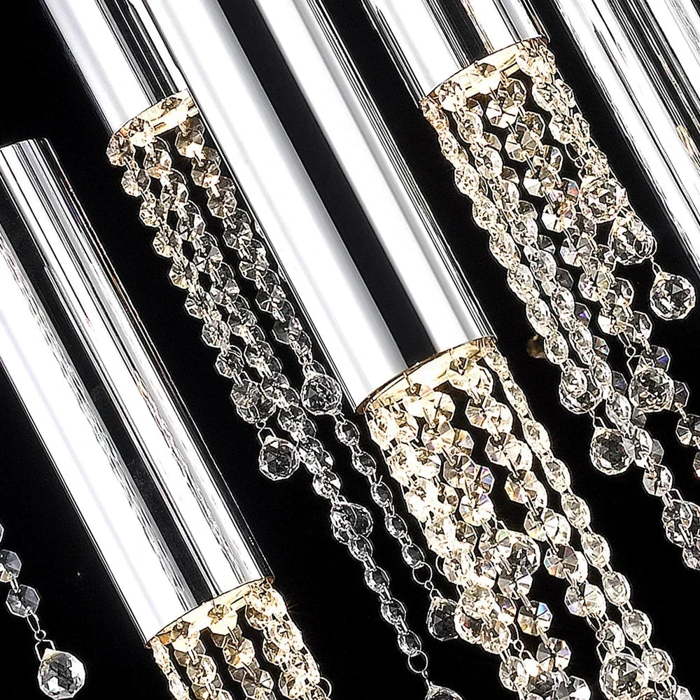 Crystal Staircase Chandelier: Modern LED Lighting for Living Room, Hall, or Loft