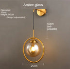 Golden Glass Ball Wall Sconce Light Fixture for Modern Living Room Decor