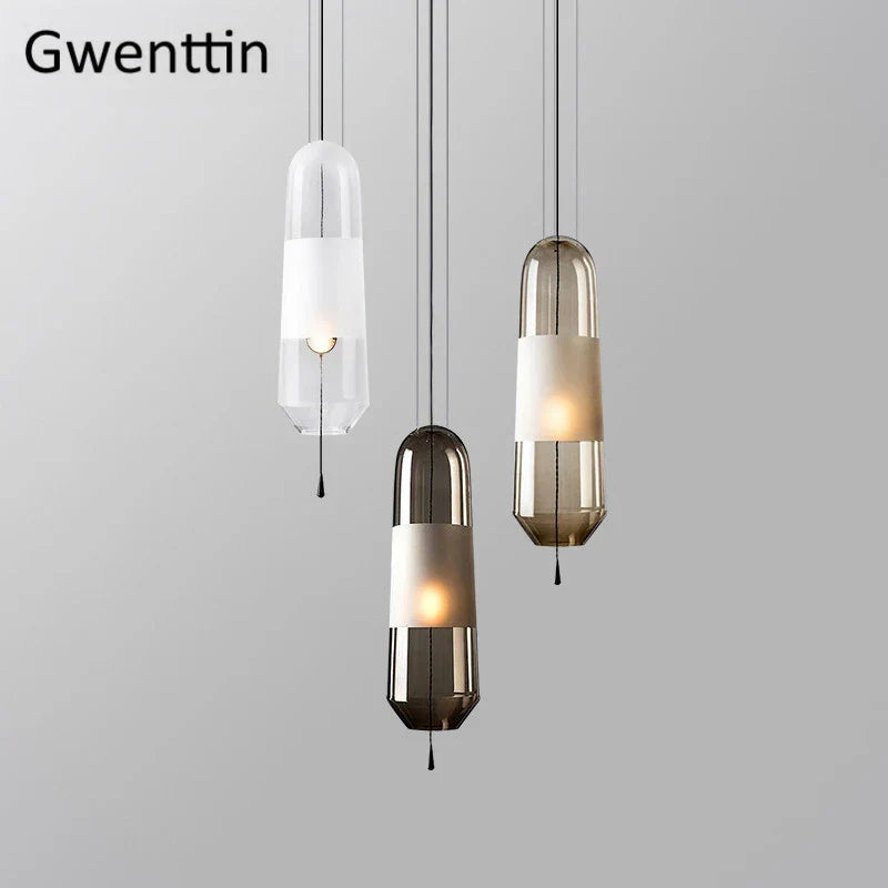 Glass Pendant Lights for Dining Room Bedroom, LED Industrial Hanging Lamp, Modern Home Decor
