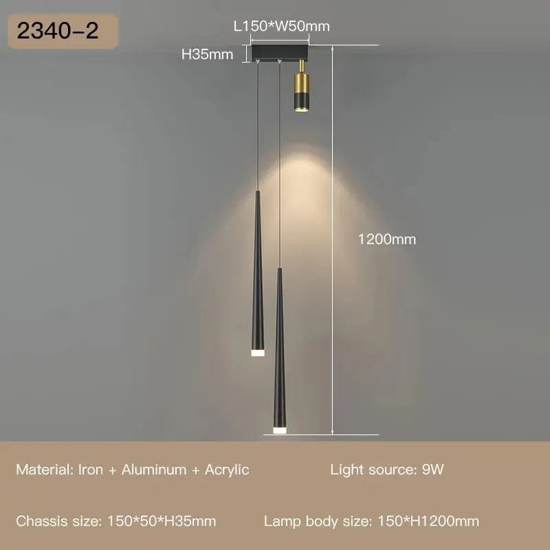 Long Strip Spotlight Pendant Lamp: Modern Chandelier for Living, Dining, Bedroom, Hall Lighting
