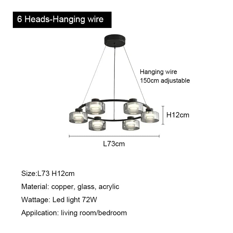 Modern Minimalism Circle Glass Chandelier LED Pendant Lights for Home Decoration