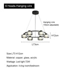 Modern Minimalism Circle Glass Chandelier LED Pendant Lights for Home Decoration
