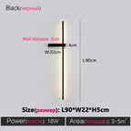 Black Long Strip Wall Lamp - Modern Minimalist Bedroom Living Room TV Wall Light