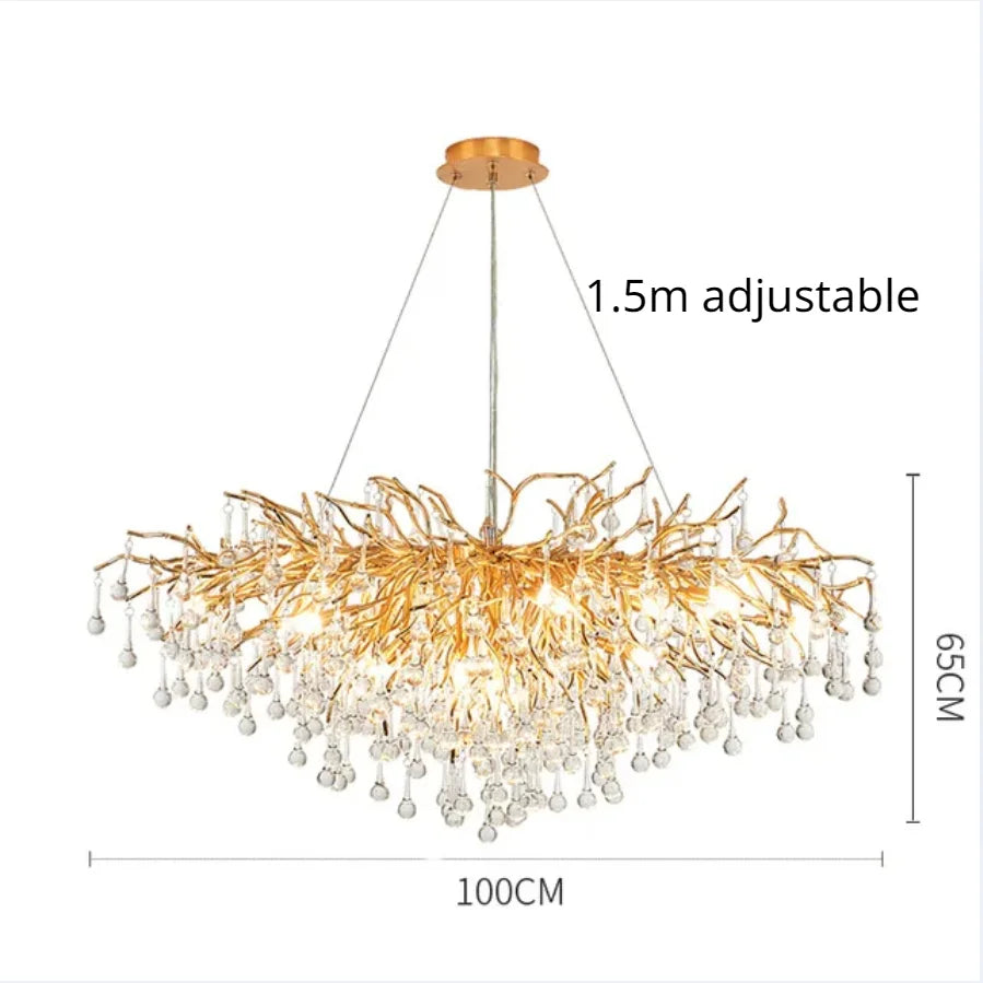 Gloss Light Luxury Crystal Ceiling Chandelier for Living Room & Dining Room