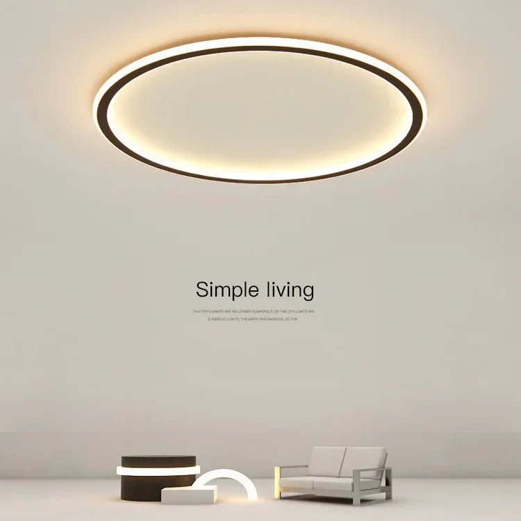 Modern Round LED Ceiling Lights Iron Mounted Dimmable Indoor Lighting