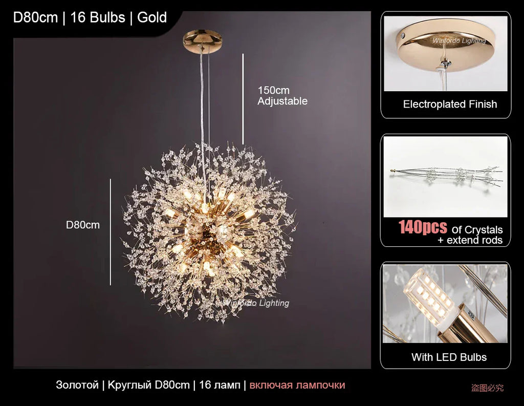 Dandelion Led Ceiling Chandelier for Home Decor Lighting Fixture
