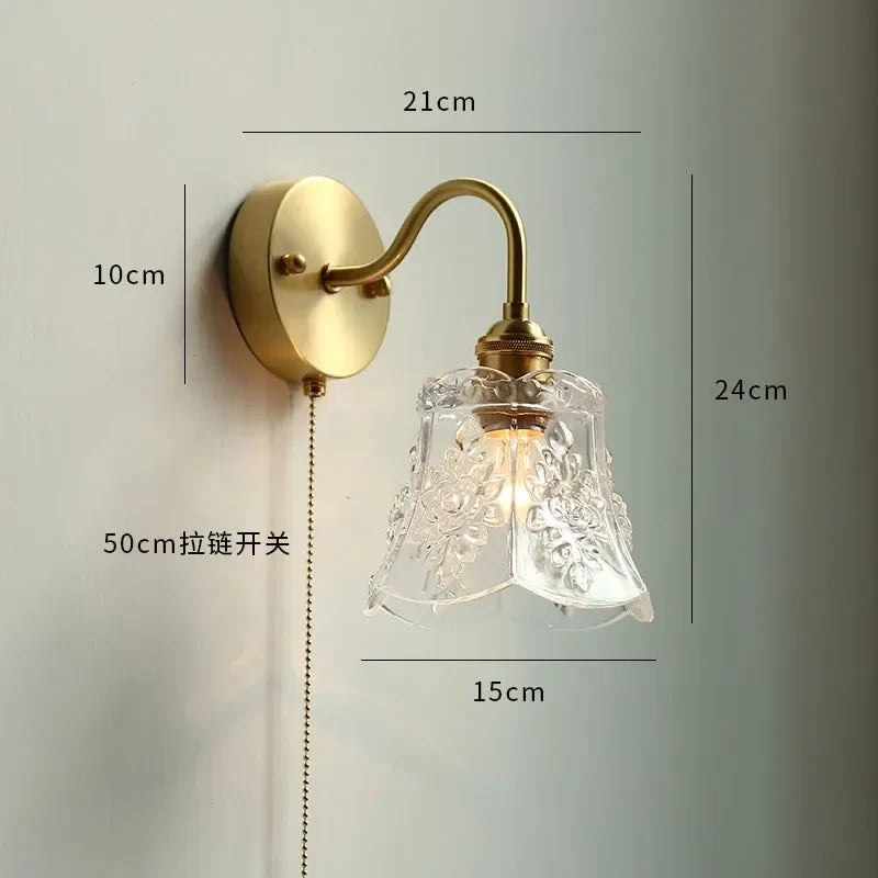 Copper LED Wall Sconce Mirror Stair Light with Pull Switch
