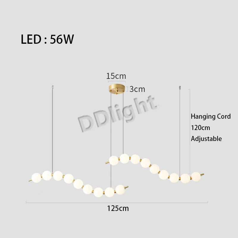 Modern LED Copper Ceiling Chandelier White Ball Pendant Light Fixtures