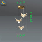 Butterfly LED Chandelier Copper Pendant Light for Bedroom Living Room Decoration