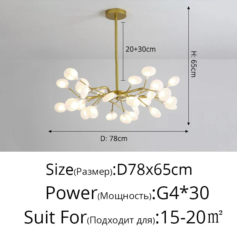 Branch Shape Firefly Ceiling Chandelier G4 Led Lighting Indoor Hanging Lamp