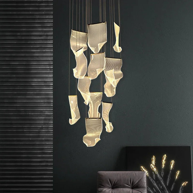 Modern LED Chandelier: Adjustable Hanging Lamp for Dining Living Room Staircase Lighting