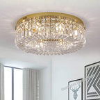 Nordic Gold Chrome Crystal Ceiling Chandelier for Living Room & Bedroom