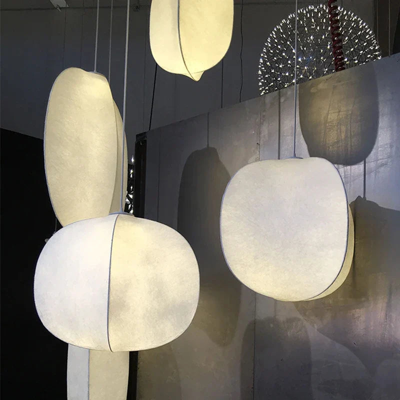 Nordic Silk Pendant Lights Wabi Sabi Chandelier Creamy Style LED Luminarias