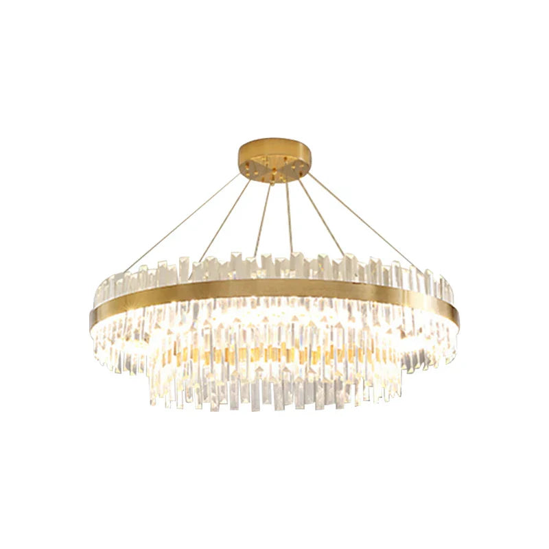 Ring Double-layer Crystal Chandelier for Living Room Dining Room Led Pendant