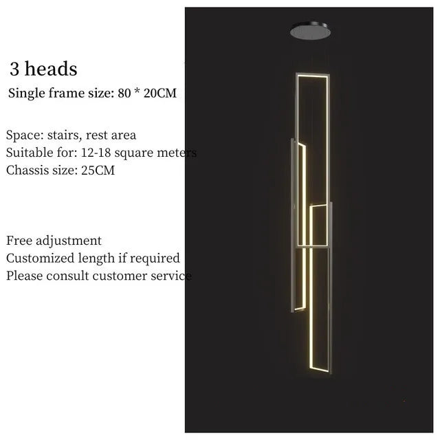 LED Stair Chandelier: Luxury Loft Geometry Pendant Lamps for Modern Living