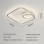 Square LED Ceiling Lamp Dimmable for Bedroom Living Room Modern Home Decor Fixtures