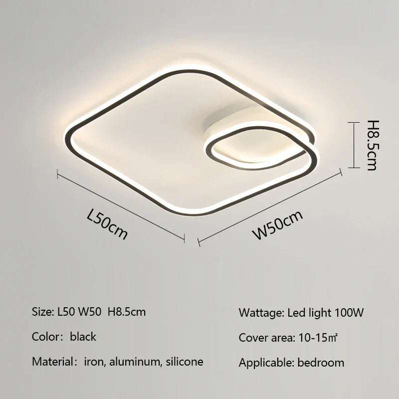 Square LED Ceiling Lamp Dimmable for Bedroom Living Room Modern Home Decor Fixtures