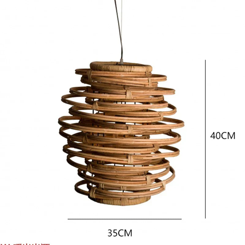 Bamboo Birdnest Pendant Light for Dining Room, Handmade Wicker Lamp for Kitchen Bar & Living Room